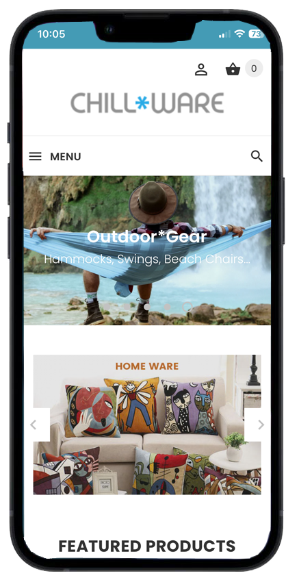 Chillware store shown on a phone